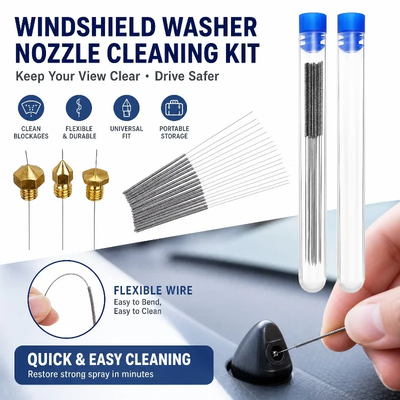 10Pcs Stainless Steel Cleaning Needle Kit, Wiper Nozzle Unclog Tool, for Car Glass, 3D Printer Jets, Gas Stoves, Shower Heads
