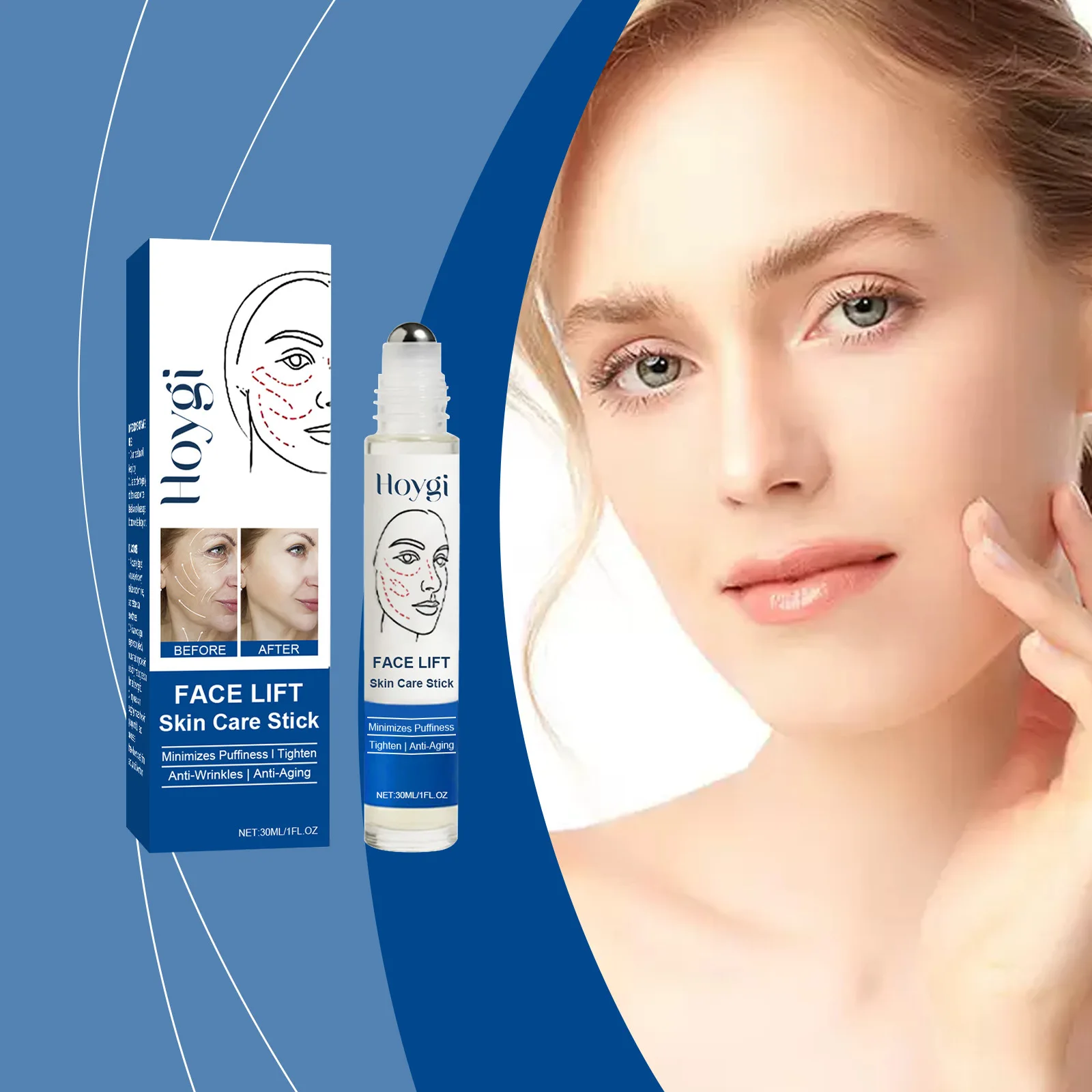 

Face Lifting Serum Stick Tightening Increase Elasticity Improve Sagging Skin Fade Fine Lines Anti Acne Smoothing Essence Roll-On