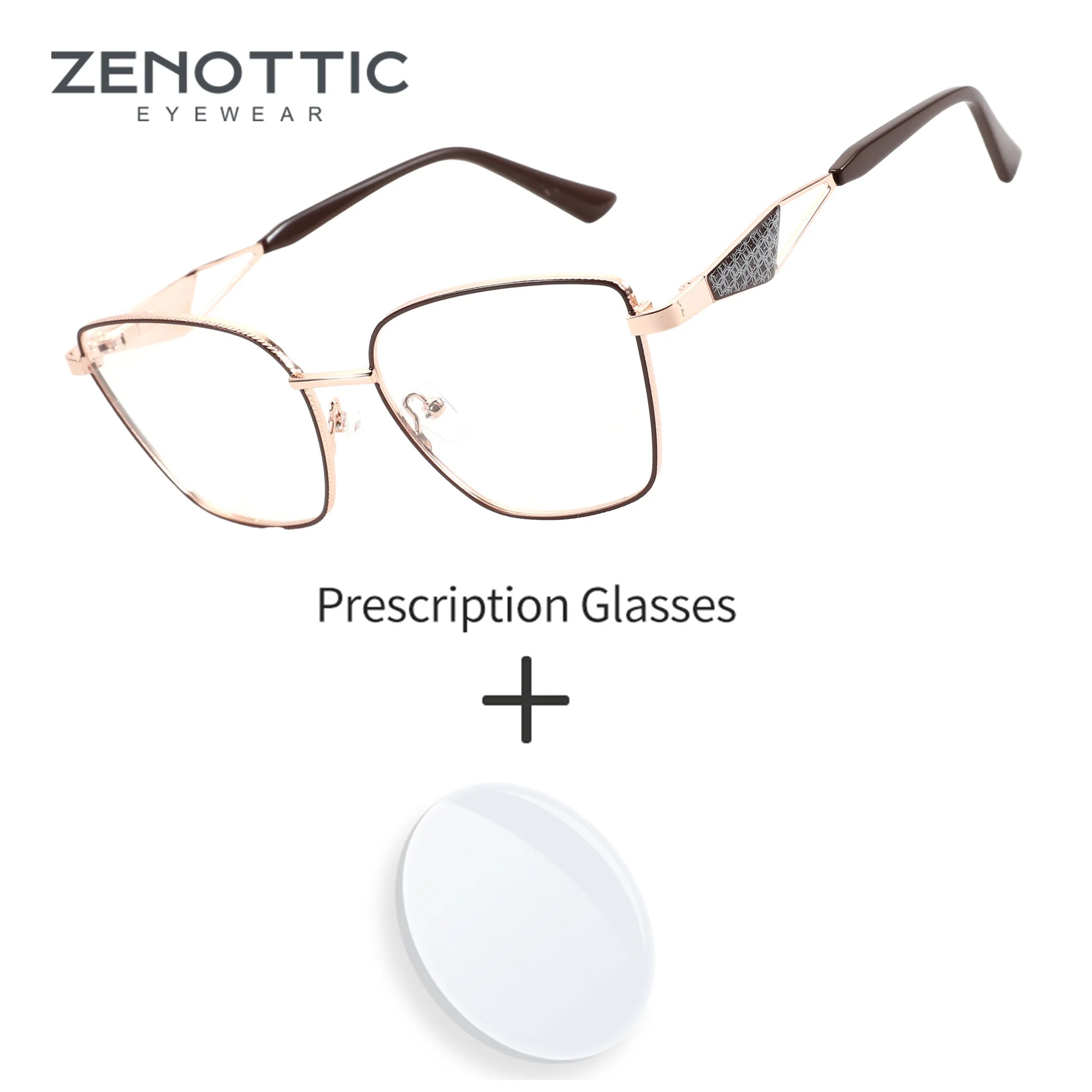 zenottic-メタルバタフライカスタム処方メガネ女性用抗ブルーレイフォトクロミック二焦点光学読書レンズ