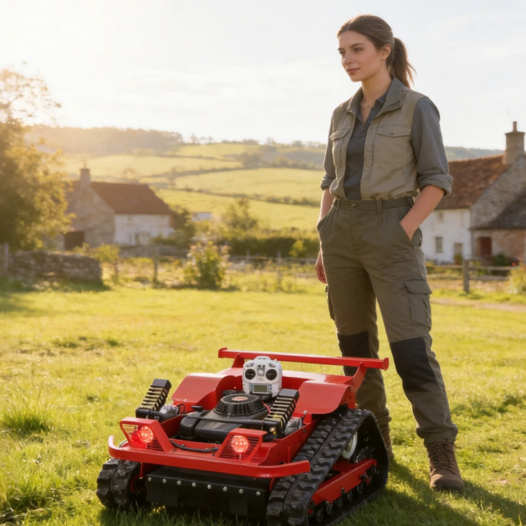 

Customized lawn mower with a cutting width of 50cm, tracked machine suitable for all terrain mowing on 45 degree slopes