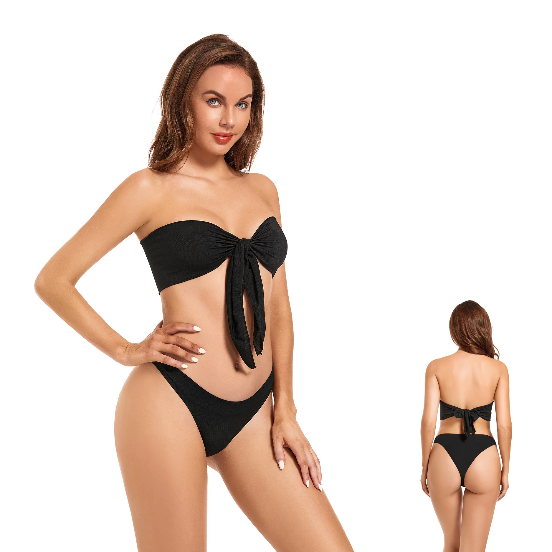 

Купальник Volagor Sun Permeable: комплект из двух частей без следов загара, топ-бандо с завязками спереди, классические плавки, пляжная одежда для загара