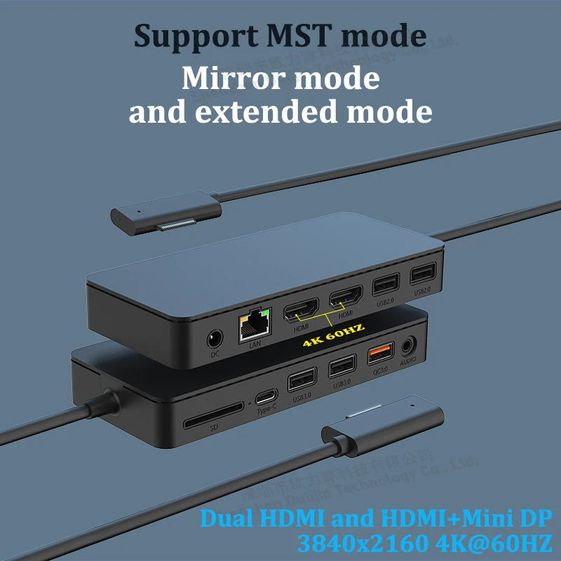 Imagem -06 - Mst Hub Usb Connect Dock 2x Hdmi Mini dp 4k 60hz para Microsoft Surface Pro Surface Book Surface go Surface Acessórios para Laptop