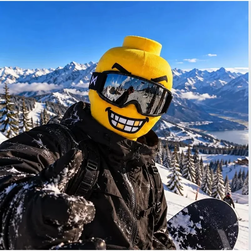 Outdoor Simulation Yellow Man Print Skiing Face Mask Cycling Face Protection Windproof Head Cover Funny Block Person Mask