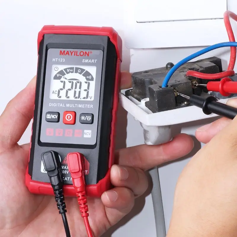 HT123 Digital Multimeter Professional AC DC Voltmeter Voltage Detector Resistance Continuity NCV Electrical Multi Tester