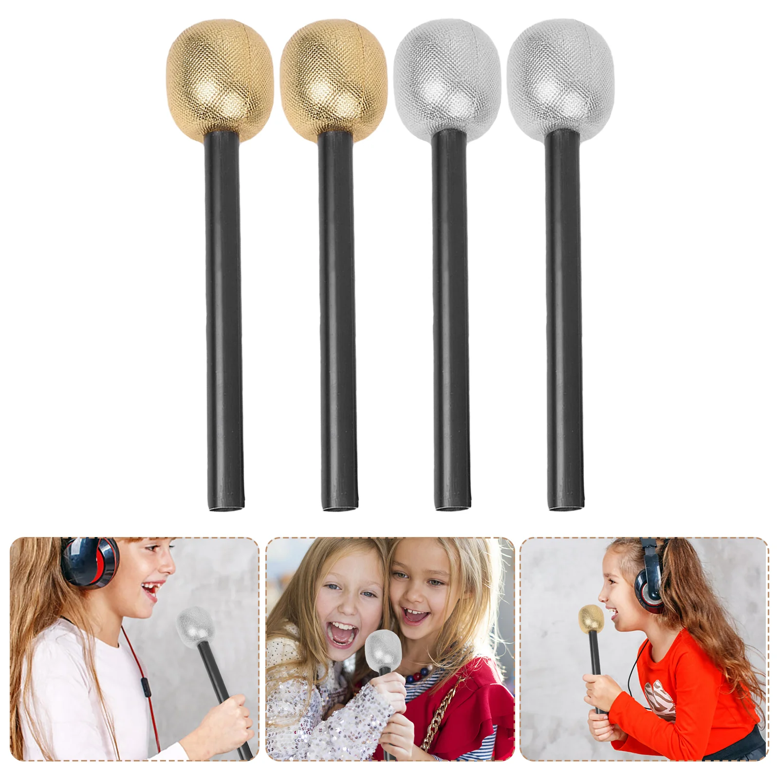 6 Pcs Pretend Microphone Glittered Party Accessory Fashion for Kids Halloween Costumes Haloween Supplies Decor Decorate Baby