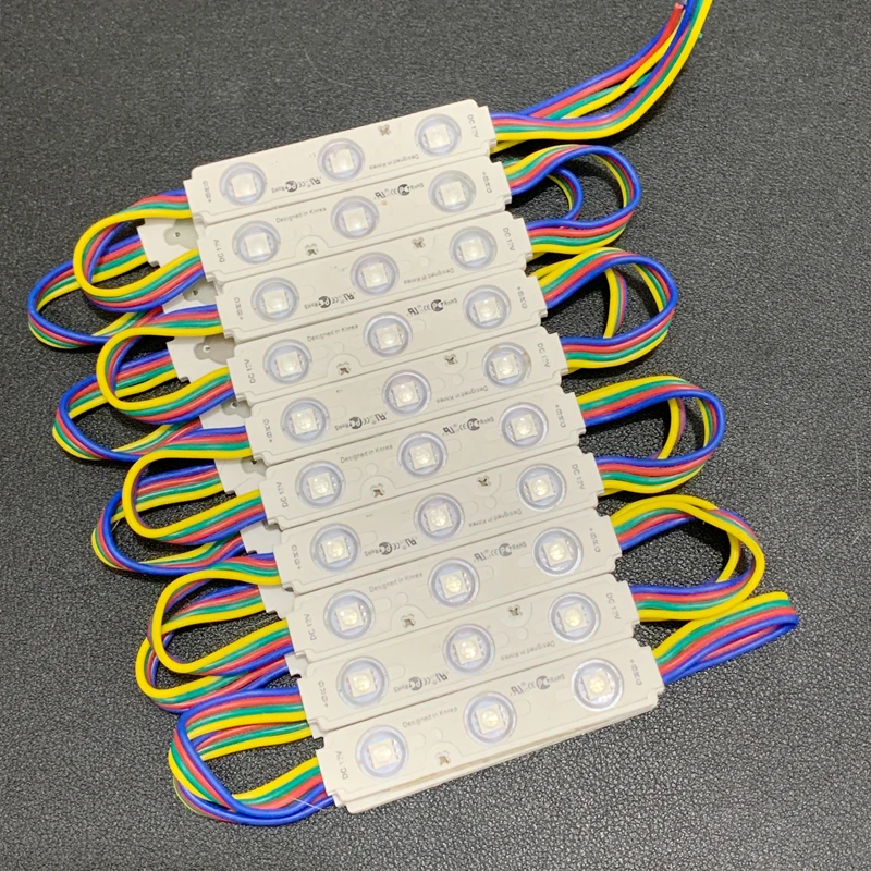 100 pçs/lote SMD 5050 Chip 3 LED Módulo de LED de Injeção 12V Com lente À Prova D' Água IP68 1.5W RGB LED Sinal Shop Sanner Canal Letters