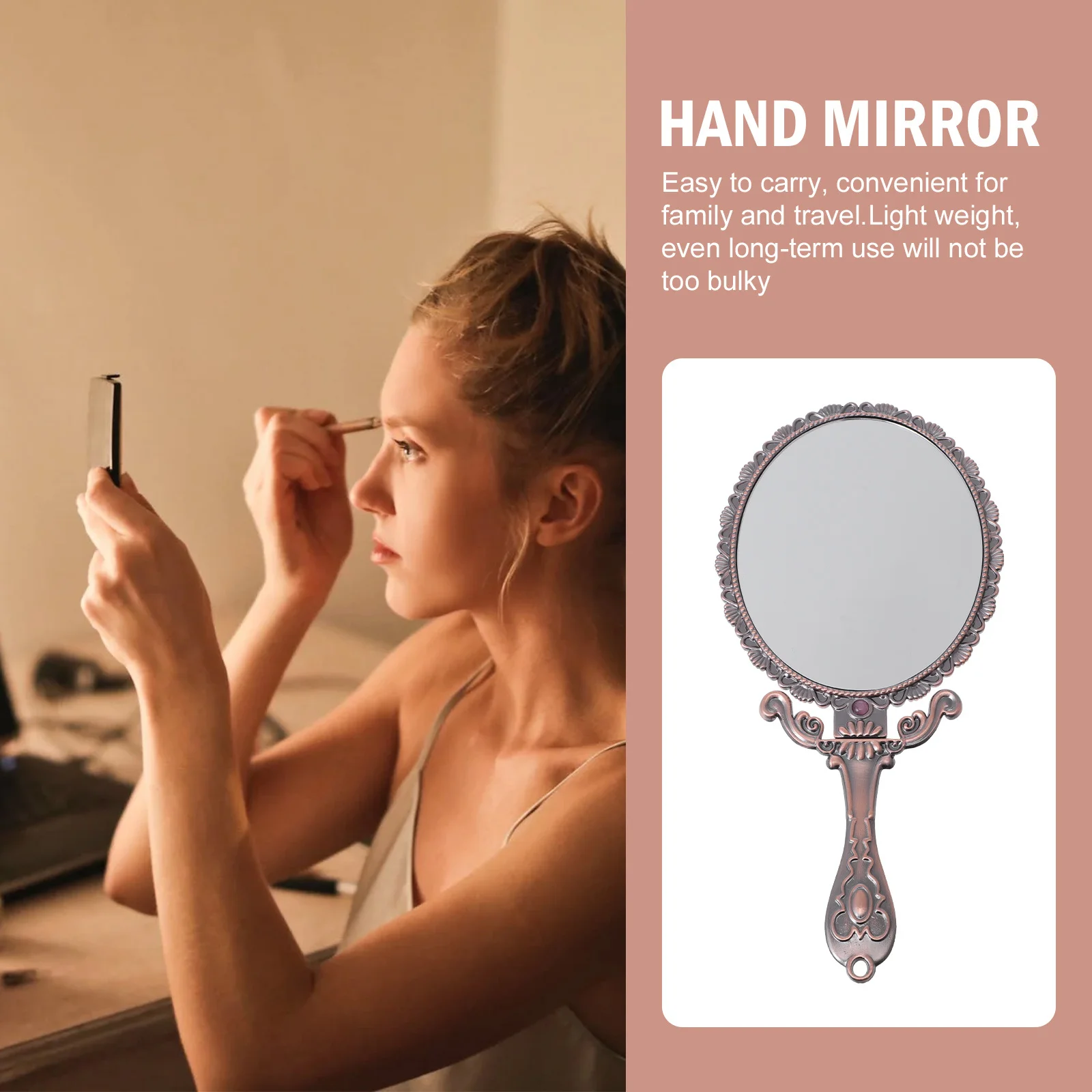 

Handheld Mirror Eco Friendly Material Portable Tool for Quick Touch Ups Rose Handheld Mirror