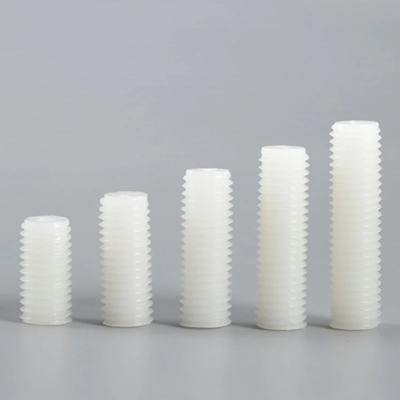 Plastic Slotted Flat-Tip Set Screws M3 M4 M5 M6 M8 M10 M12 White Nylon Set Grub Screw Headless Slotted Bolts Length 4-50mm