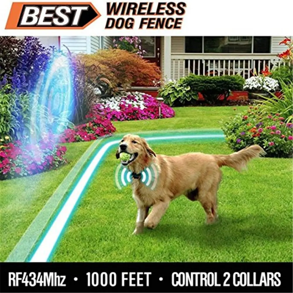 UpGrade Pet Wired Fence System Dog Electric Fencing System Rechargeable Waterproof 6 Level Adjustable Pet Training Collar