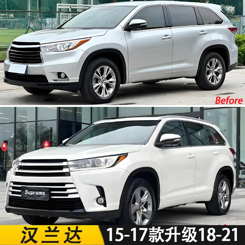

Suitable for 2015-2017 Toyota Highlander Modified to 2018-2021 Front Bumper Grille Headlights Rear Tail Lights Upgrade