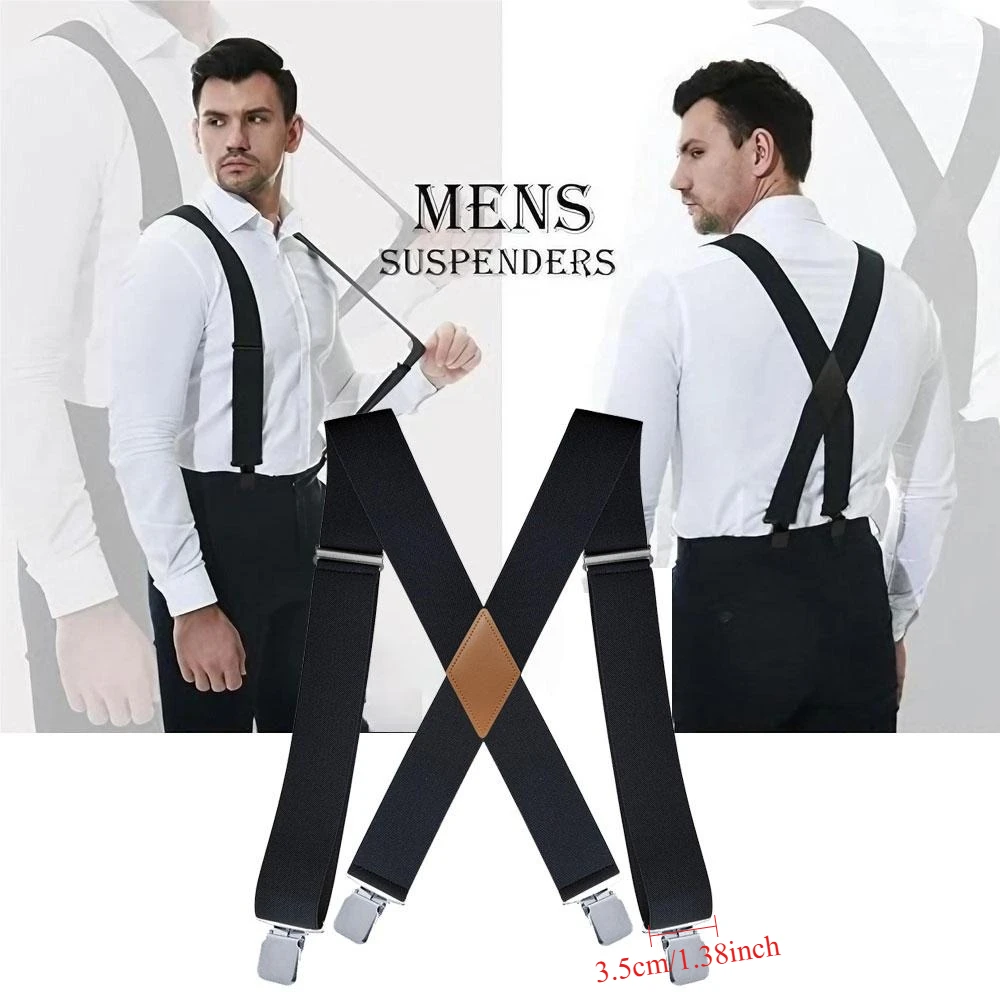 

Подтяжки унисекс с X-образной спинкой, регулируемые, 5 см, сверхпрочные, с прямыми зажимами