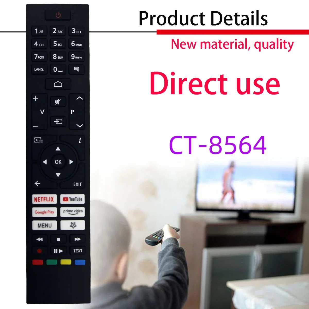 

CT-8564 Remote Control Is A Substitute Remote Control for Toshiba Smart LED TV RC45157 50UA2063DG 2263DG TV Remote Control