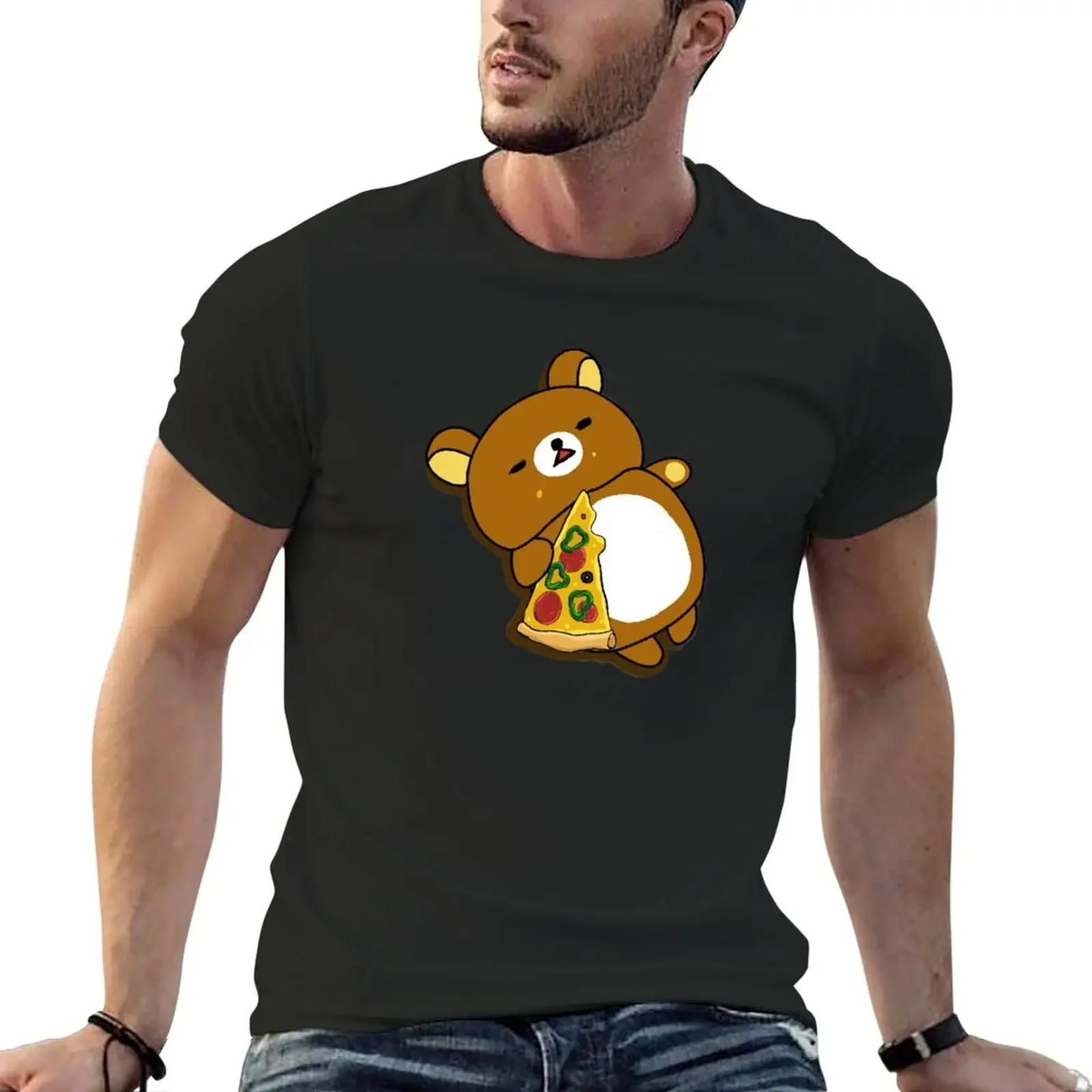 Rilakkuma the Sleepy Pizza Bear T-Shirt graphic shirts sports fans mens t shirts top quality