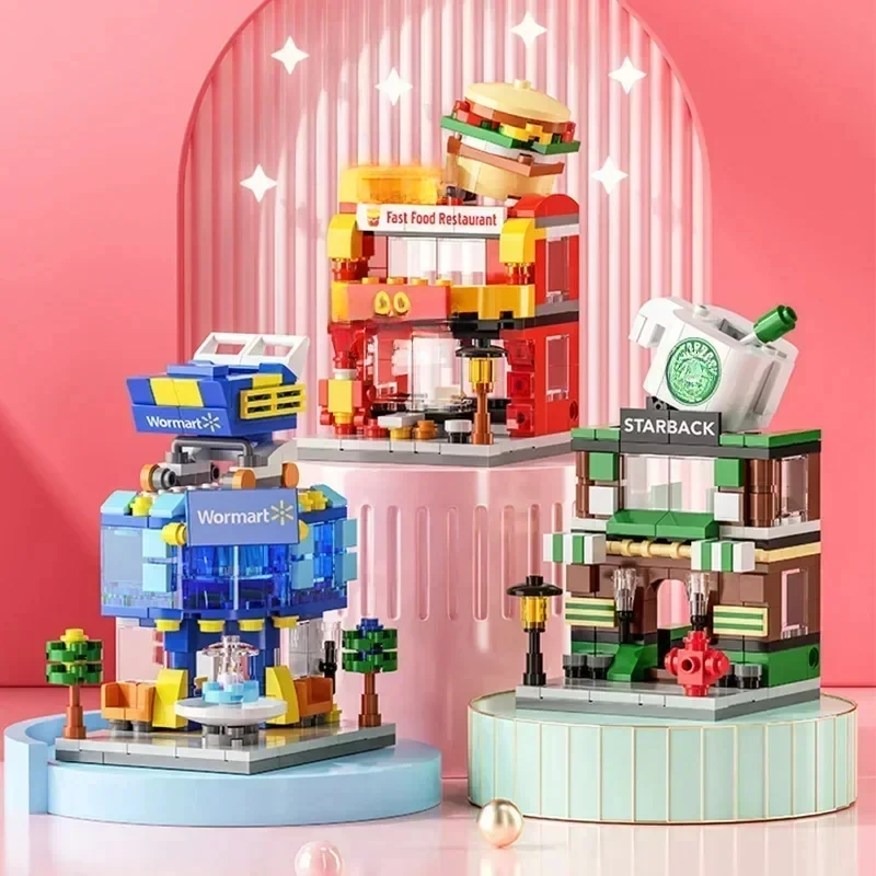 

Street View series building blocks,compatible with various brands.Food and toy stores children educational toys Christmas gifts