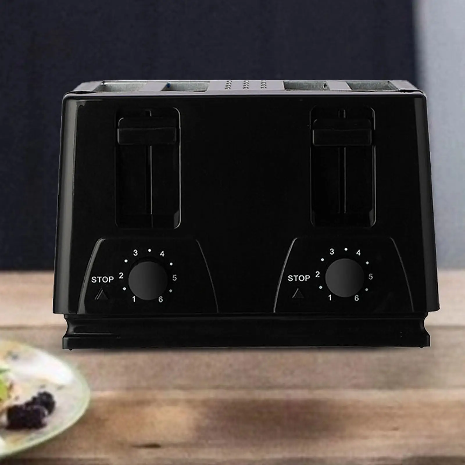 4 Slices Counter Toaster Breakfast Machine Convenient Household Double Independent Control Panel Adjustable for Sandwich Waffle