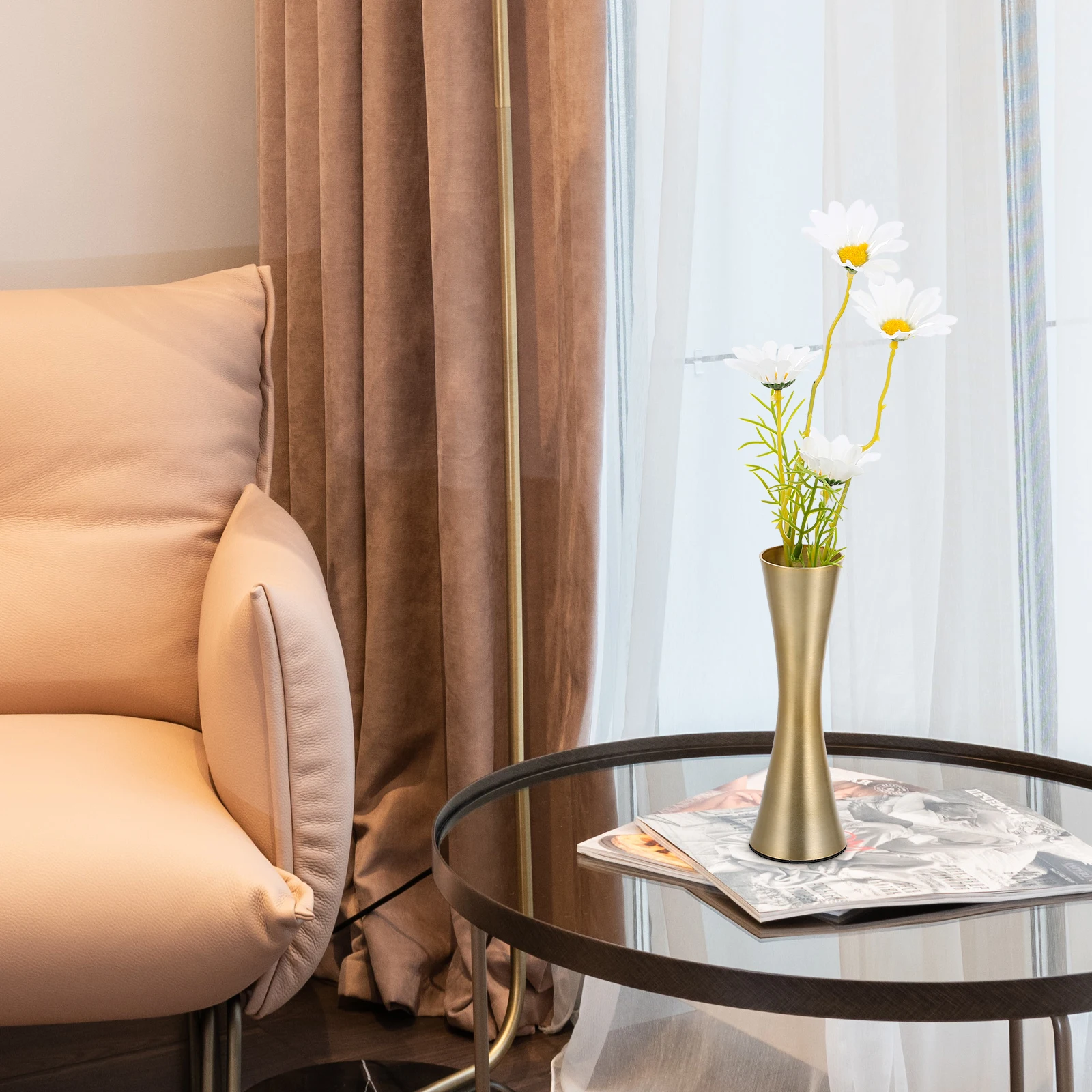 

Aluminum Metal Flower Vase Simple Design Decorative Flower Holder for Home Office Garden Decoration Metal Vase