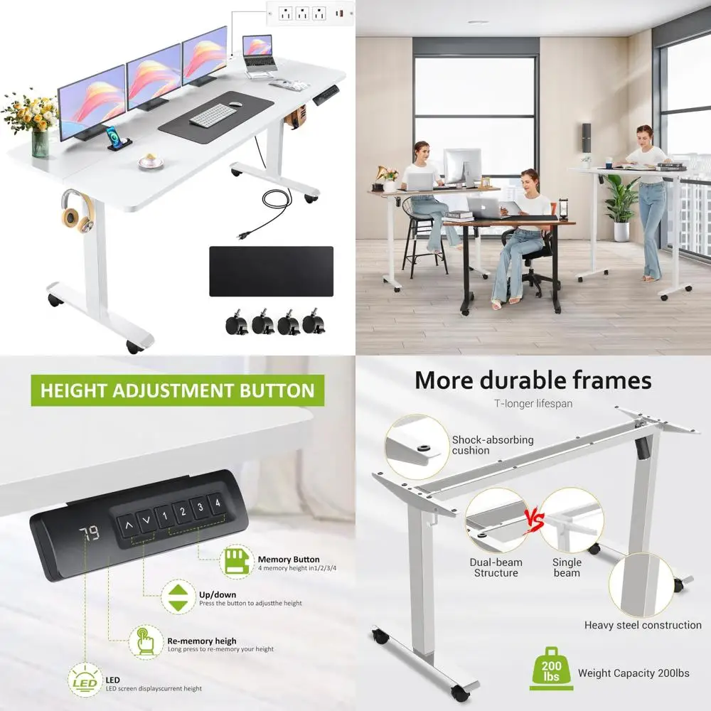 Adjustable Height Electric Standing Desk, 63