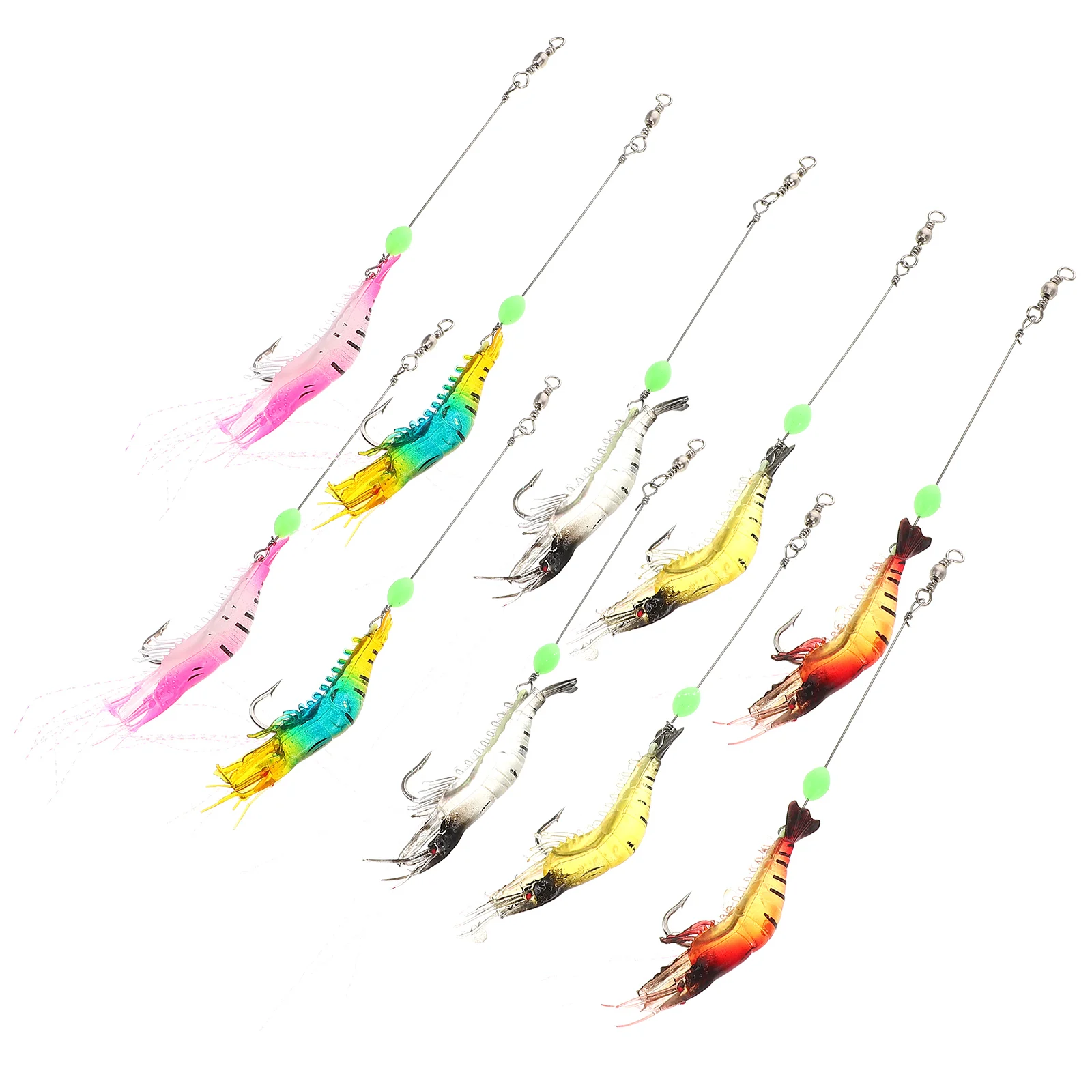 

10pcs Night Bionic Fishing Rods Tackle Shrimp Soft Lure Set for Saltwater Fishing Durable ABS Material Lifelike DesignFish