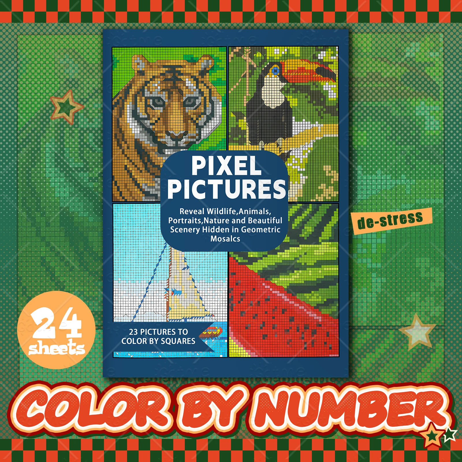 PIXEL PICTURES Tiere MYSTERY MOSAICS Malbuch für Erwachsene und Jugendliche ﻿ Pädagogisches Buch mit Taschenbuch zum Stressabbau und Kritzeleien