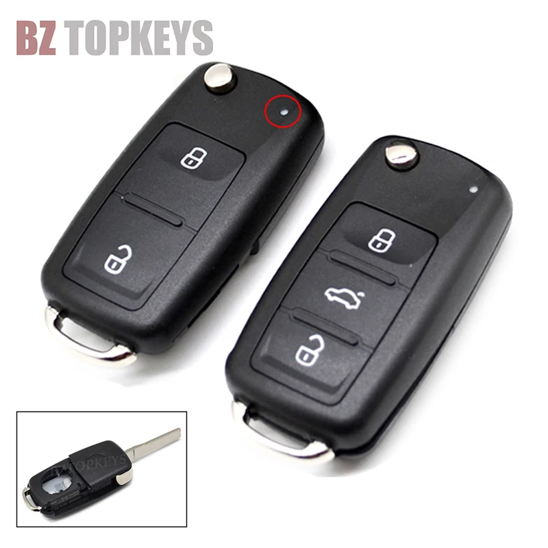 BZTOPKEY 3button 5K0837202AD Flip key shell HU66 Key for VW Passat Polo Golf VOLKSWAGEN Skoda remote Car key Case