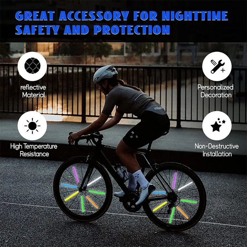 12Pcs Reflective Mount Clip Tube Warning Strip Bicycle Wheel Spoke Reflector Stripe Steel Wire Lamp MTB Bike Reflector Light