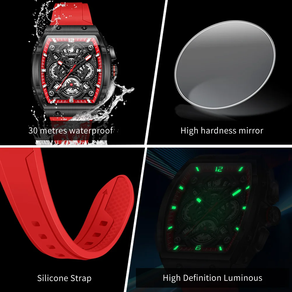 Men's Authentic Quartz Watch with Silicone Strap