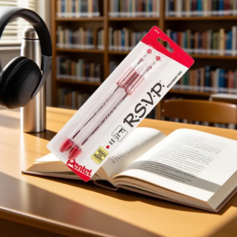 0.7mm Ballpoint Pens - 2 Fine Tip Design Clear Writing in Red