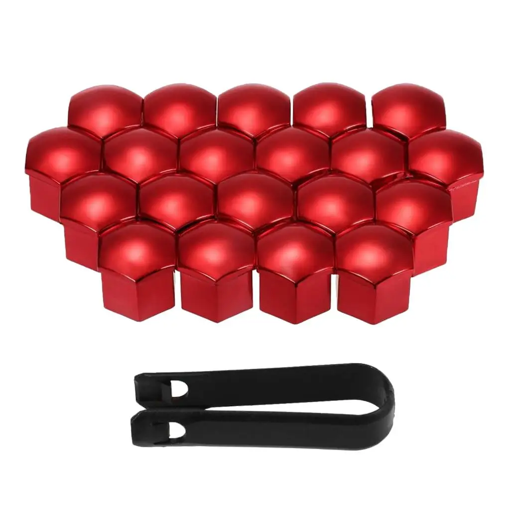 2x 20 Pieces 17mm Caps for Wheel Bolts Caps Set Wheel - Red, 17mm