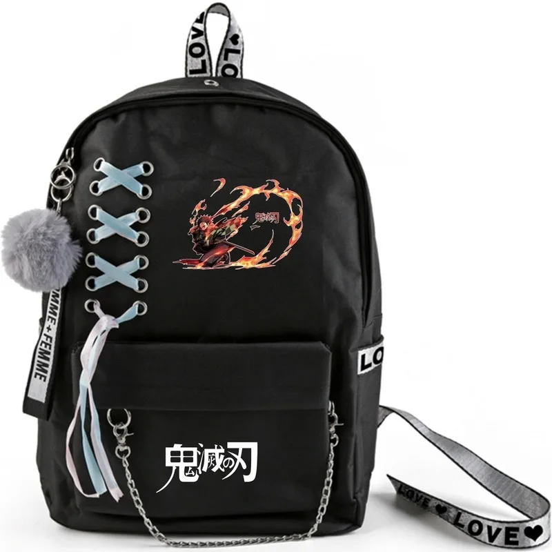 Imagem -03 - Anime Demônio Slayer Kimetsu Não Yaiba Kamado Tanjirou Nezuko Cospaly Mochila Estudantes Bolsa de Escola Portátil Viagem Presentes