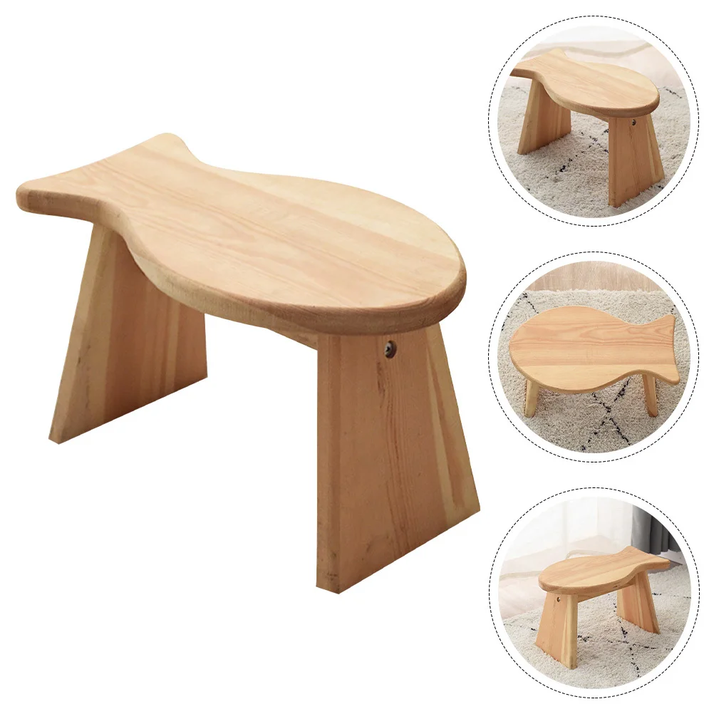 

Children Low Stool Wooden Fish Shaped Kids Step Stool For Bathroom Shoe Changing Footrest Living Room Home Furniture Kids