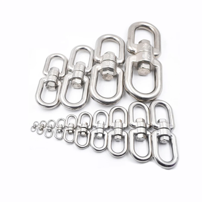 1pcs M3-M20 Double Ended Swivel Hook 304 Stainless Steel Rotation Buckle Swivel Shackle Ring Outdoor Rock Climbing Carabiner