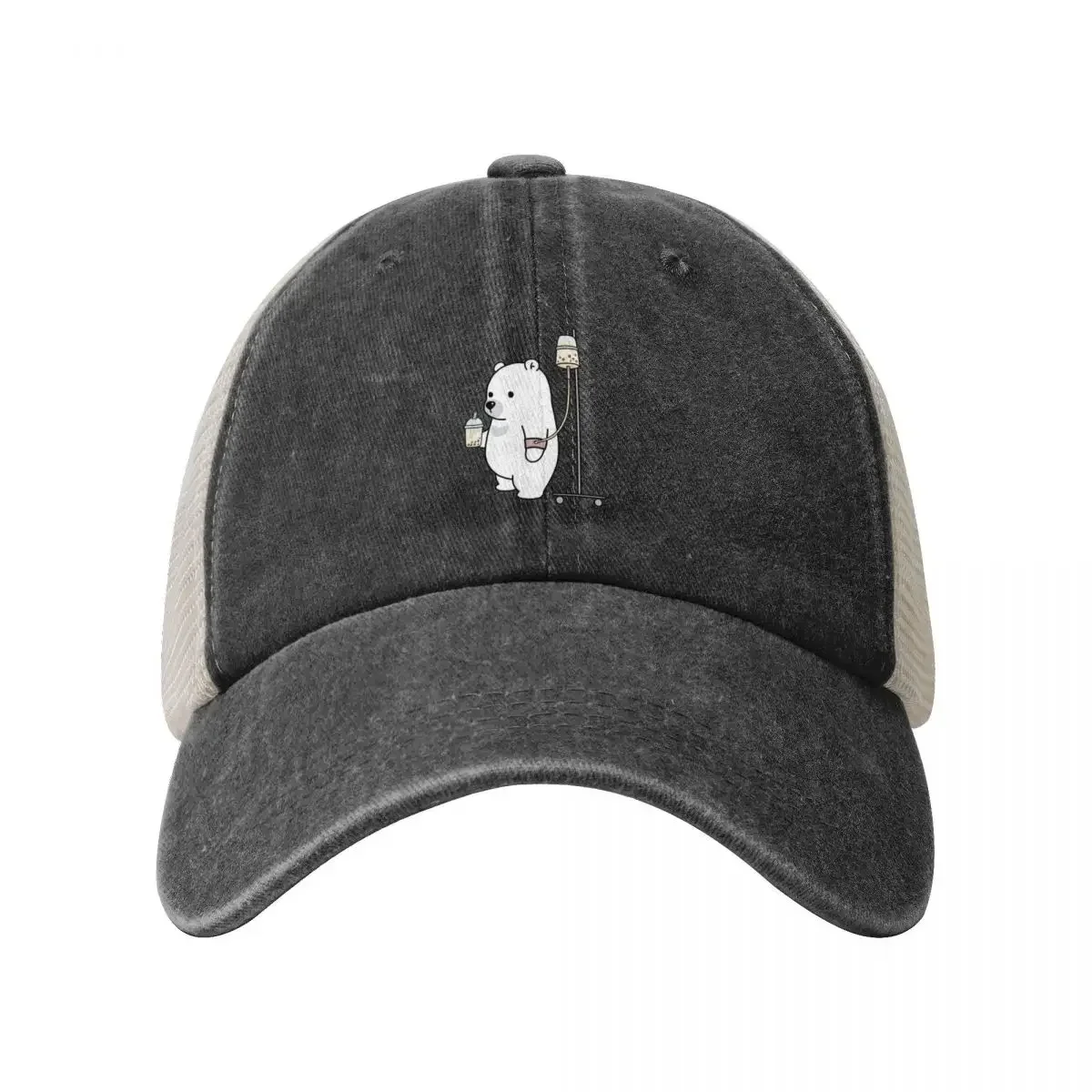 Boba Bear Loves Boba Too Much! Cowboy Mesh Baseball Cap Wild Ball Hat Hat Luxury Brand New In The Hat For Man Women's