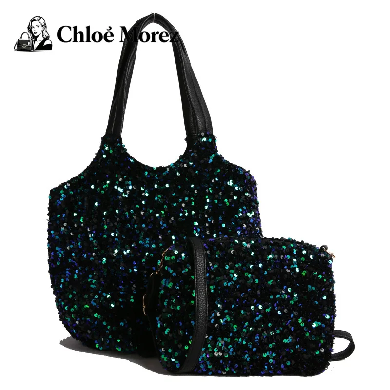 

Персонализированная сумка с пайетками, модная женская универсальная сумка-ведро большой емкости на одно плечо в стиле ретро для мамы