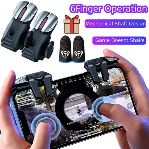 G21 Mobile Phone Game Trigger Gamepad Joystick 6-Finger Aim Shooting L1…