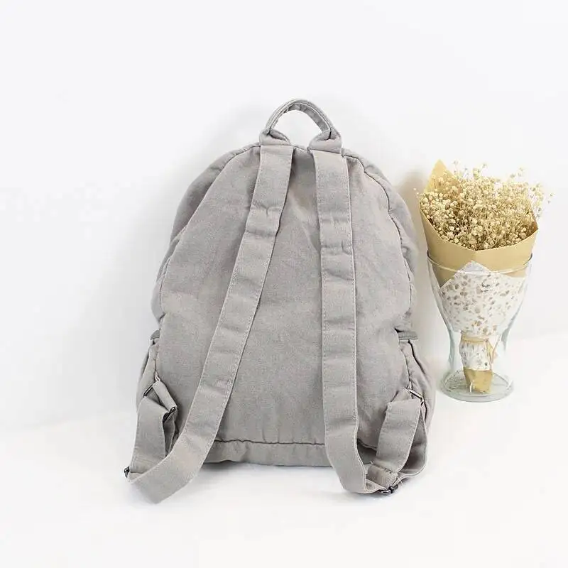 Korean Fashion Washing Water Canvas Shoulder Bag Men And Women Simple Leisure Backpack Sen High School College Students Bag