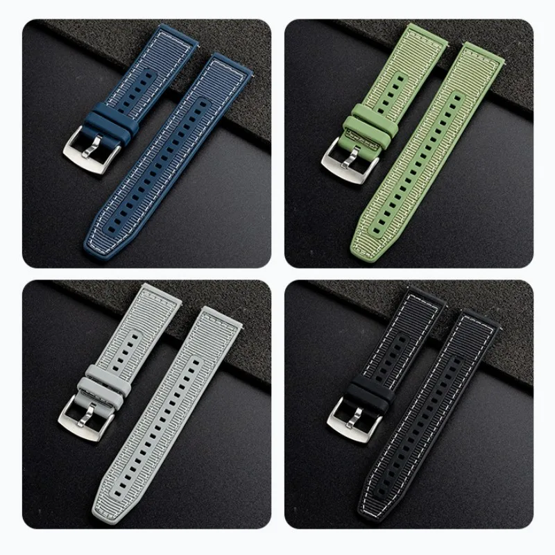 Correa de reloj de silicona y nailon de liberación rápida de 22mm para reloj GT4/5, correa de reloj deportiva resistente al agua de 46mm para accesorios universales de reloj