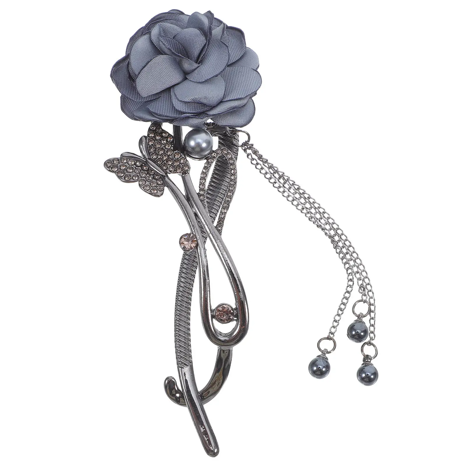 Chinese Style Hair Clip for Women Elegant Alloy Rose Floral Hairpin Non-Slip Bun Holder Twisting Hair Tool Flower Metal