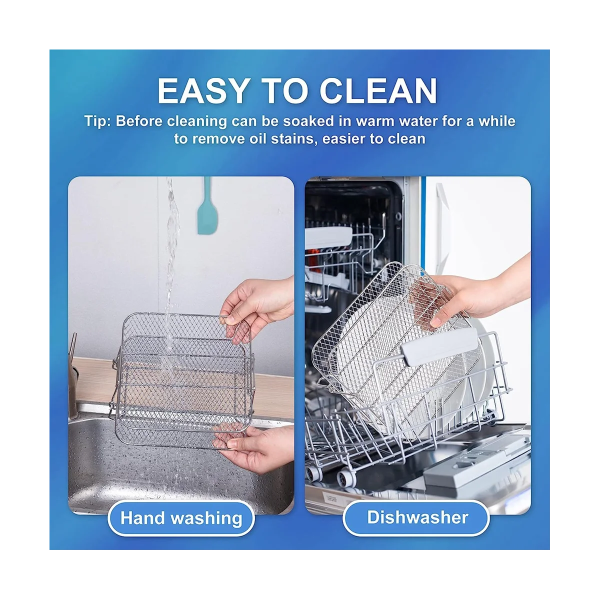 Air Fryer Rack for 5.5L Air Fryer, 2 Tier Air Fryer Grill/Shelf/Dehydrator Rack Square ,Air Fryer Accessories