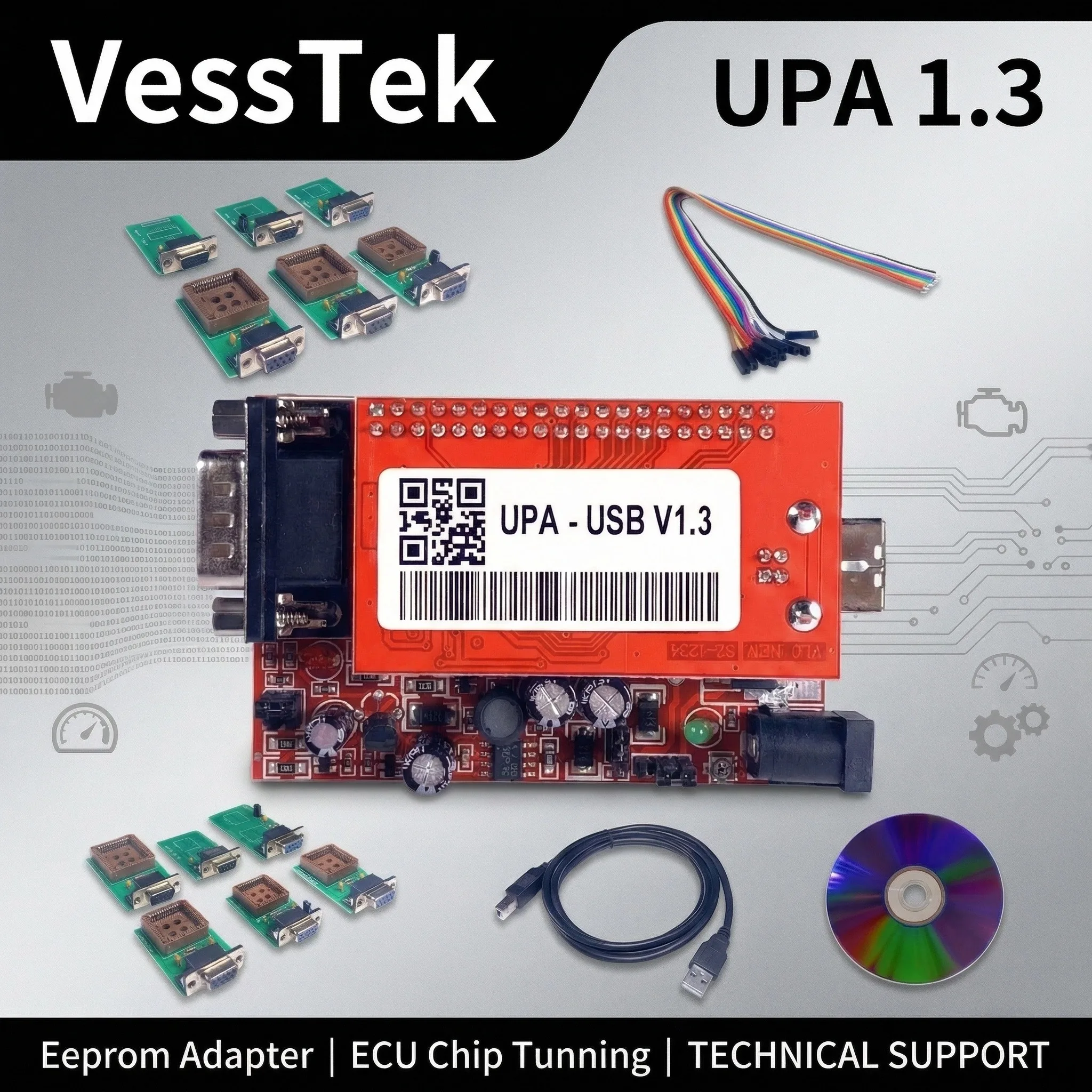 VessTek UPA USB With 1.3 Eeprom Adapter UPA-USB V1.3 Main Unit ECU Chip Tunning ECU Programmer OBD2 Diagnostic-tool