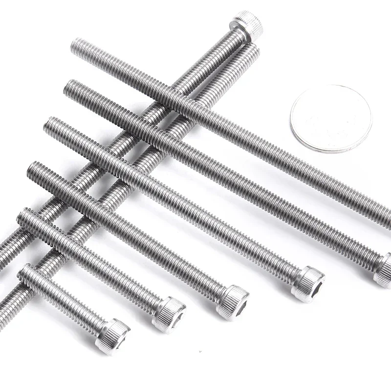 M2 M2.5 M3 M4 M5 M6 M8 DIN912 304 Stainless Steel Inner Hexagon Lengthen Screw Knurled Cup Head Bolts Extra Long Screws Bolt
