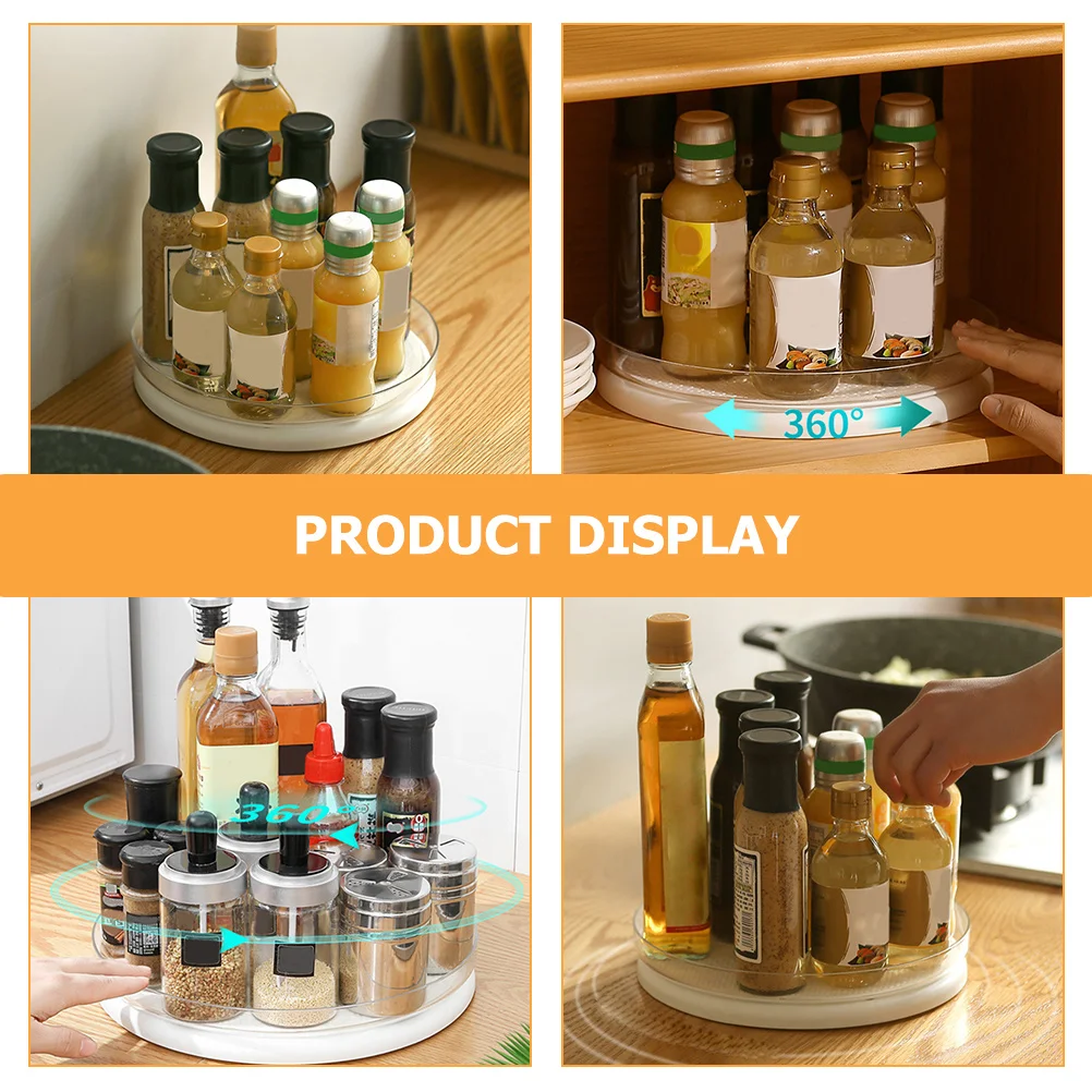 

Rotating Spice Rack Round Seasoning Holder Kitchen Storage Tray Turntable Organizer For Kitchen Bathroom Makeup Use