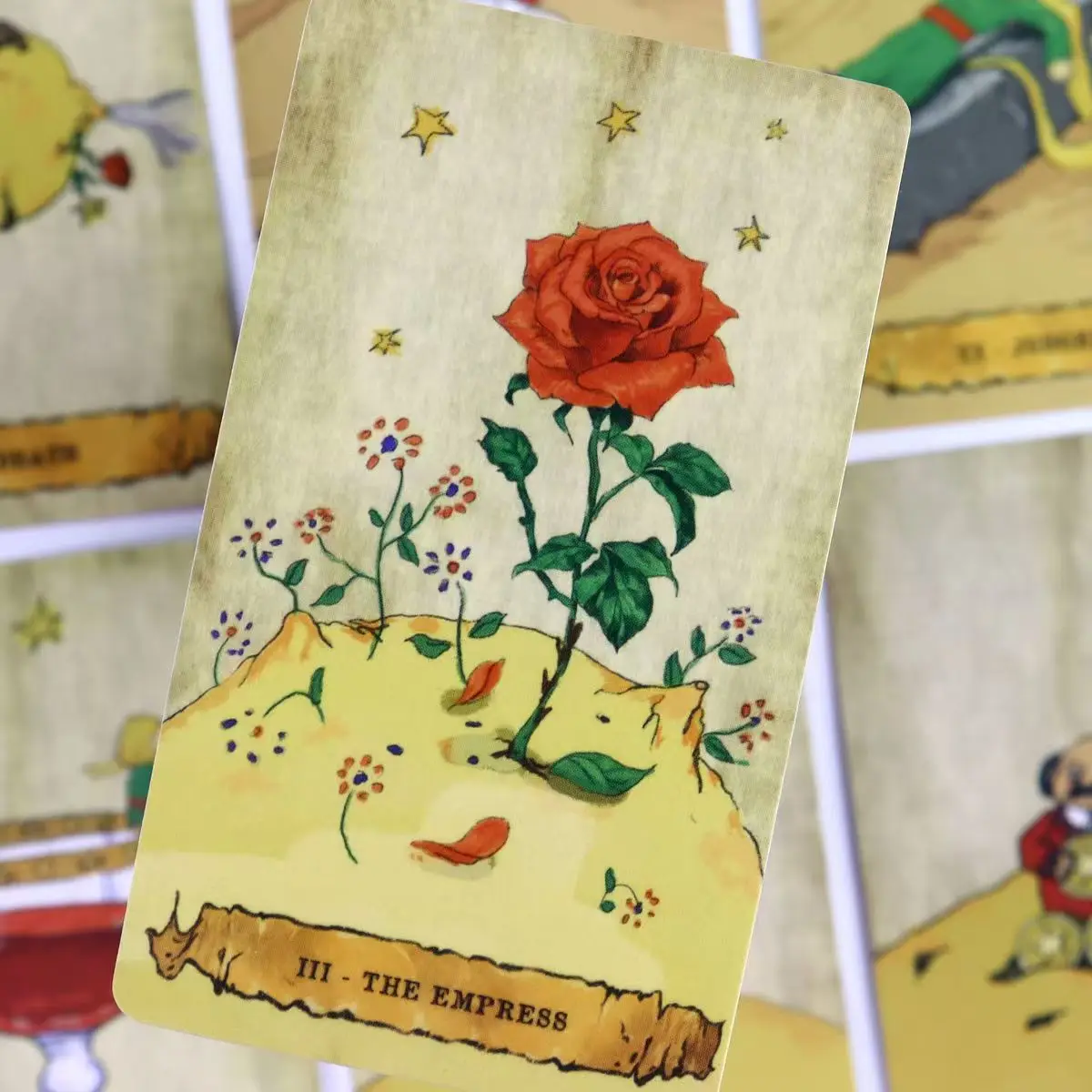 Kartu Tarot pangeran kecil 10.3*6cm untuk pemula 78 buah kartu ukuran portabel ilustrasi lucu ramah untuk anak-anak