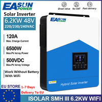 EASUN Hybrid Solar Inverter 6.2KW 4.2KW Pure Sine Wave Dual Output Inverter 24V 48V 230V MPPT 120A Charger for Home Improvement
