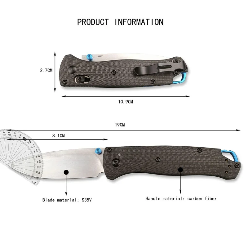 Folding BM 535 Carbon Fiber Handle S35V Blade Pocket Knife Outdoor High Hardness Camping High Quality EDC Durable Hiking Knife