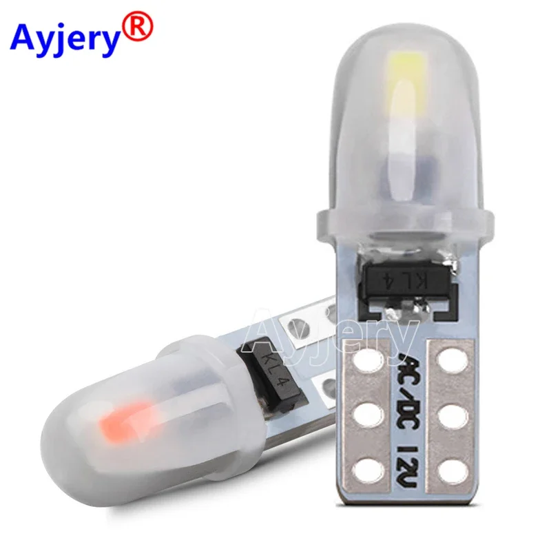 AYJERY 10Pcs T5 W3W W1.2W Car LED Bulb Dashboard Instrument Lighting 12V 6000K White Amber Red Ice Blue Auto Door Lights