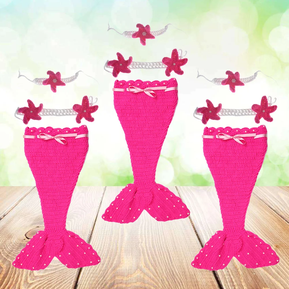 1 مجموعة الوليد التصوير الدعائم الطفل حورية البحر الذيل دعوى روزي اللون الرضع تأثيري حلي الكروشيه الحياكة الطفل التقطت الصور