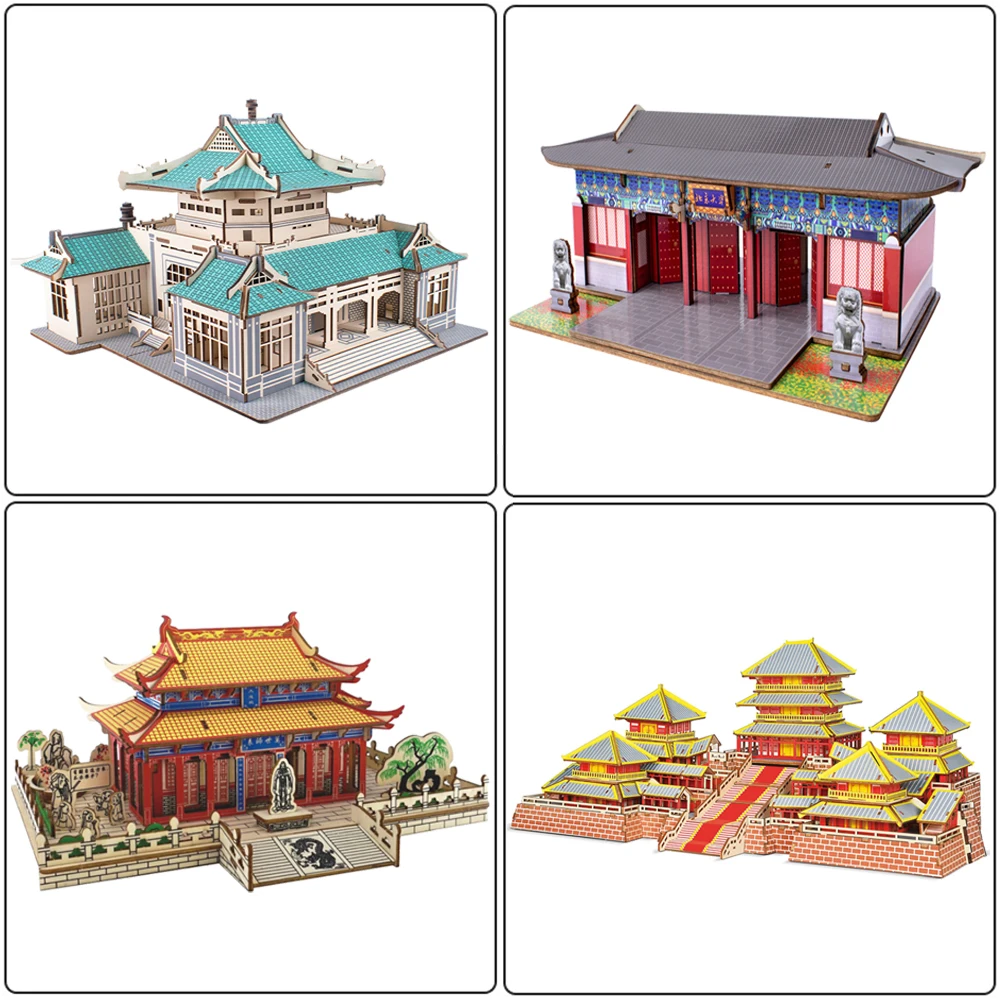 3D ปริศนาไม้สถาปัตยกรรมจีน Temple Of Heaven DIY ไม้จิ๊กซอว์อาคารของเล่นเด็กเด็กเกมของขวัญ