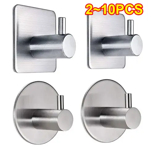 2~10PCS 자체 접착 후크 헤비 듀티 스테인레스 스틸 벽 후크 수건 옷걸이 걸이 욕실 주방 방수 후크 2~10PCS 자체 접착 후크 헤비 듀티 스테인레스 스틸 벽 후크 수건 옷걸이 걸이 욕실 주방 방수 후크