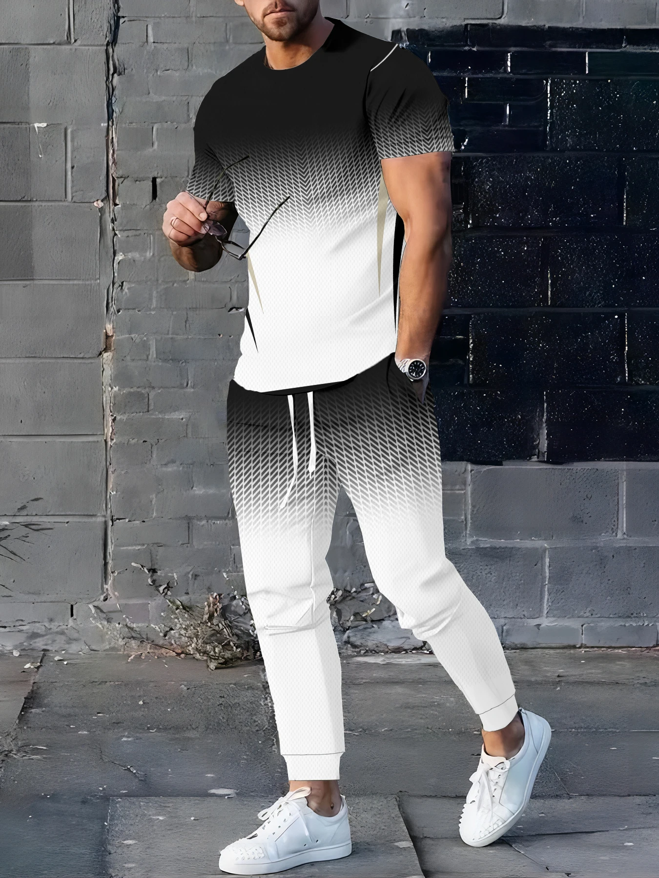 

2026 Summer Men's Suit with 3D Printed Pattern Breathable Lightweight Comfortable Leisure Sports Outdoor Men's Clothing