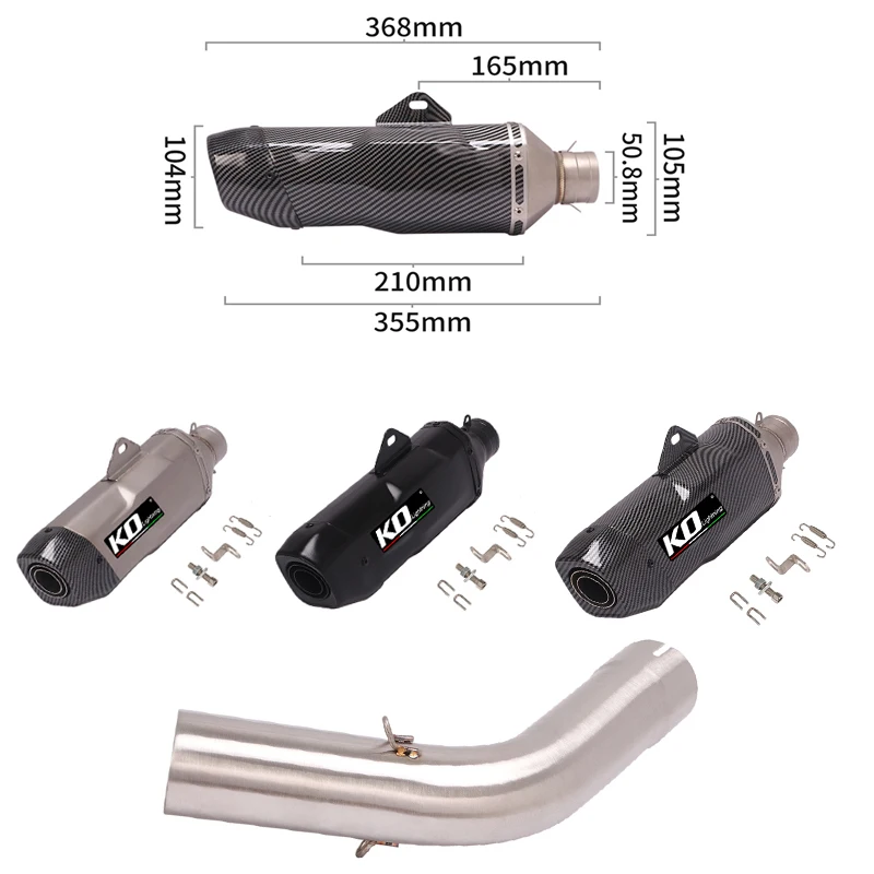 

Motorcycle 368mm Exhaust Muffler Tips Connect Middle Link Pipe System Slip for Kawasaki Versys 1000 2019 2020 2021 2022